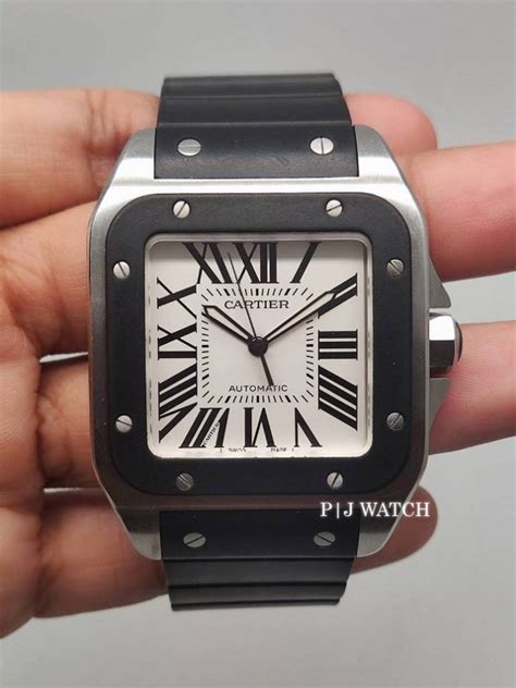 cartier santos 100 rubber band replacement|cartier santos 100 rubber strap.